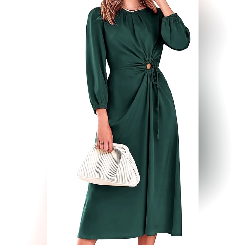 Pretty Garden Satin Cutout Midi Dress